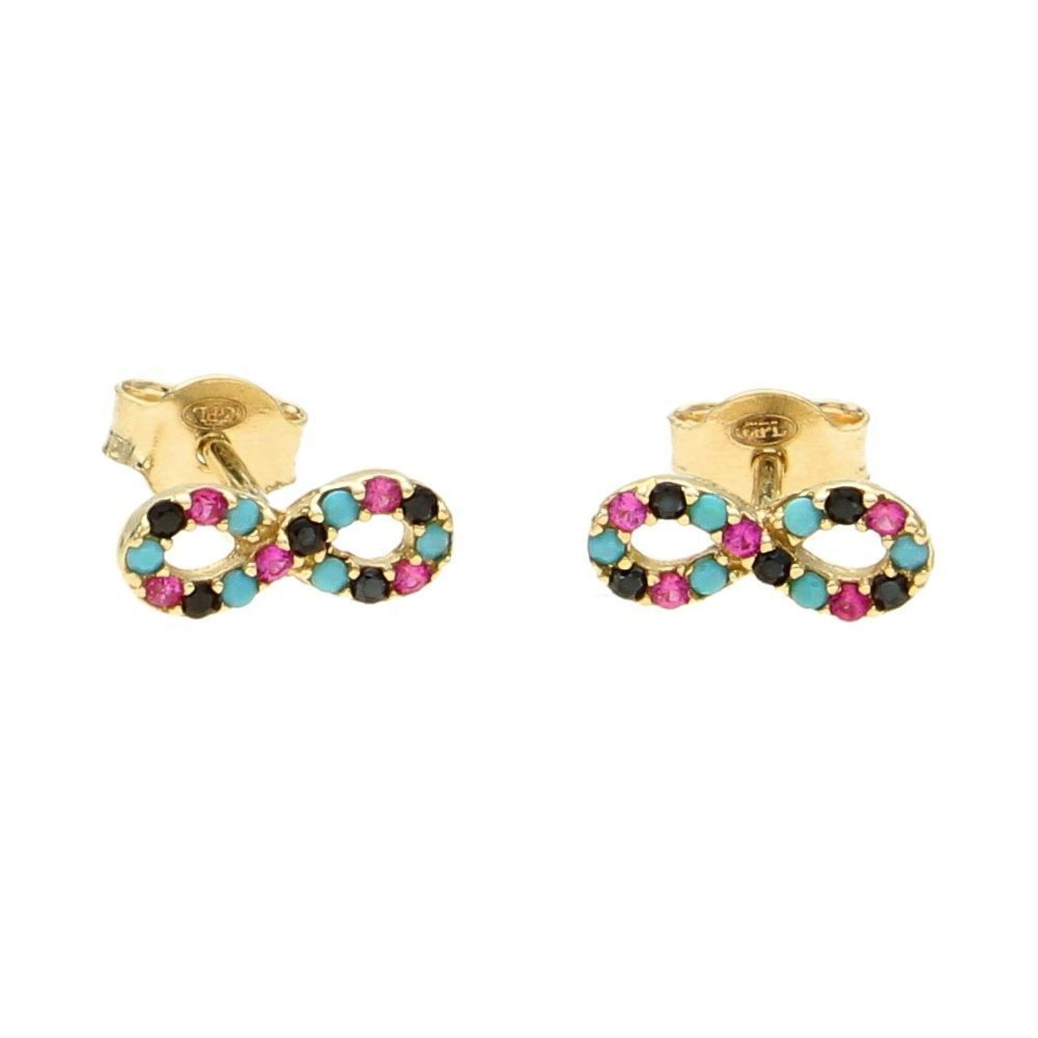 Złote kolczyki celebrytki ' Kolorowy znak nieskończoności ' KL 4795A.jpg